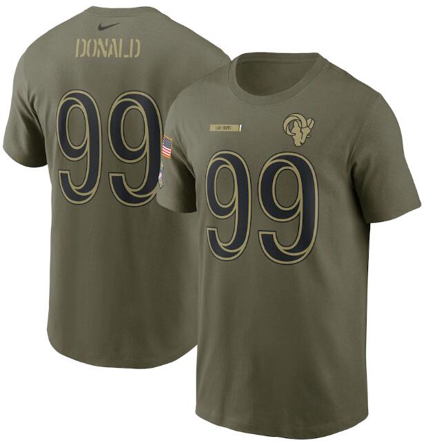 Men's Los Angeles Rams #99 Aaron Donald 2021 Olive Salute To Service Legend Performance T-Shirt Men's Los Angeles Rams #99 Aaron Donald 2021 Olive Salute To Service Legend Performance T-Shirt